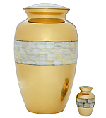 Brass Adult Keepsake Urn with Mother of Pearl Urn