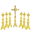 Altar Brass Cross and Candle sticks Set