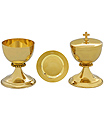 Brass Chalice Ciborium and Paten Set