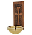 Wooden Carved Font with Brass Bowl