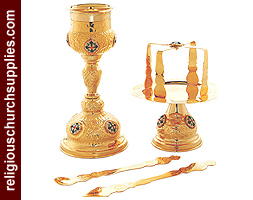 Gold Plated Chalice Set with Enameled