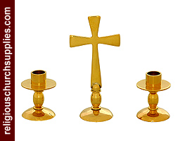 Solid Brass Alter Set with Matching Candlesticks