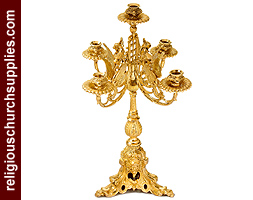 Brass Candlestick Holder with Five Light