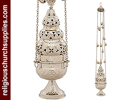 Nickel Plated Censer with 4 Chains & 12 Bells