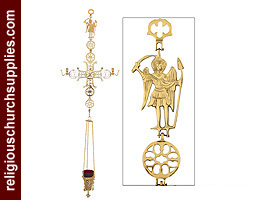 Brass Hanging Candlestick with Cross