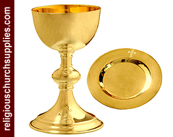 Polished Brass Chalice and Paten