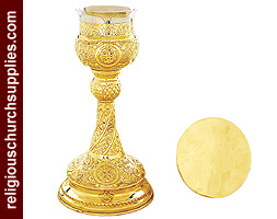 Hand Carved Chalice and Paten Set