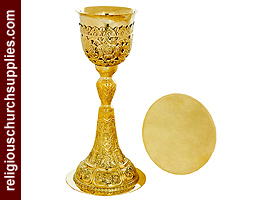 Russian Carved Chalice and Paten