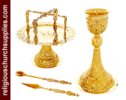 Gold Plated Ecclesiastical Chalice Set