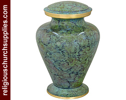 Brass Urns Enameled Marble Touch