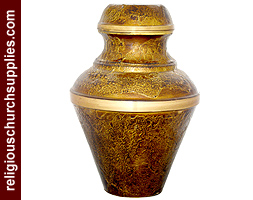 Solid Brass Embossed Enameled Urns