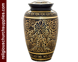 Brass Black Enameled and Hand Engraved