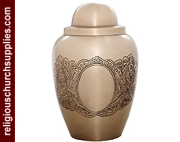 Brass Mat Nickel Plated and Hand Engraved Urn