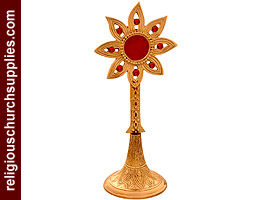 Brass Monstrance with Red Stone