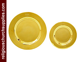 Engraved Cross Brass Paten Well